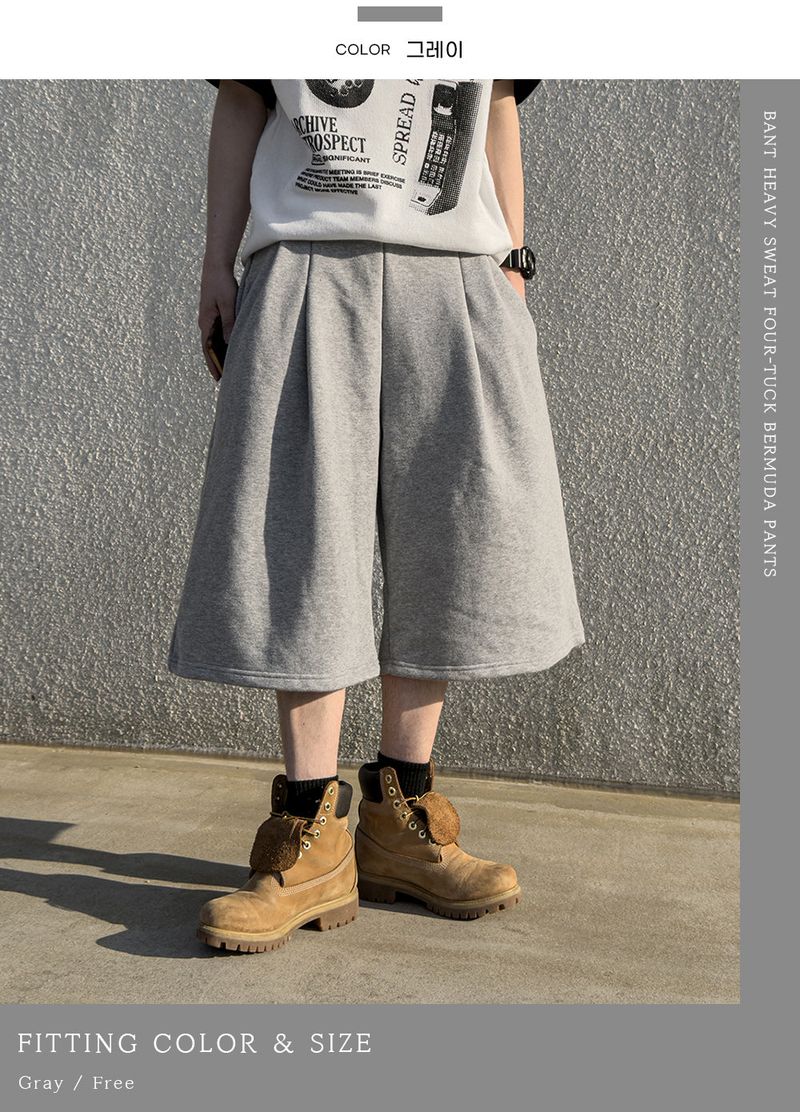Bant Heavy Sweat Four-Tuck Bermuda Pants