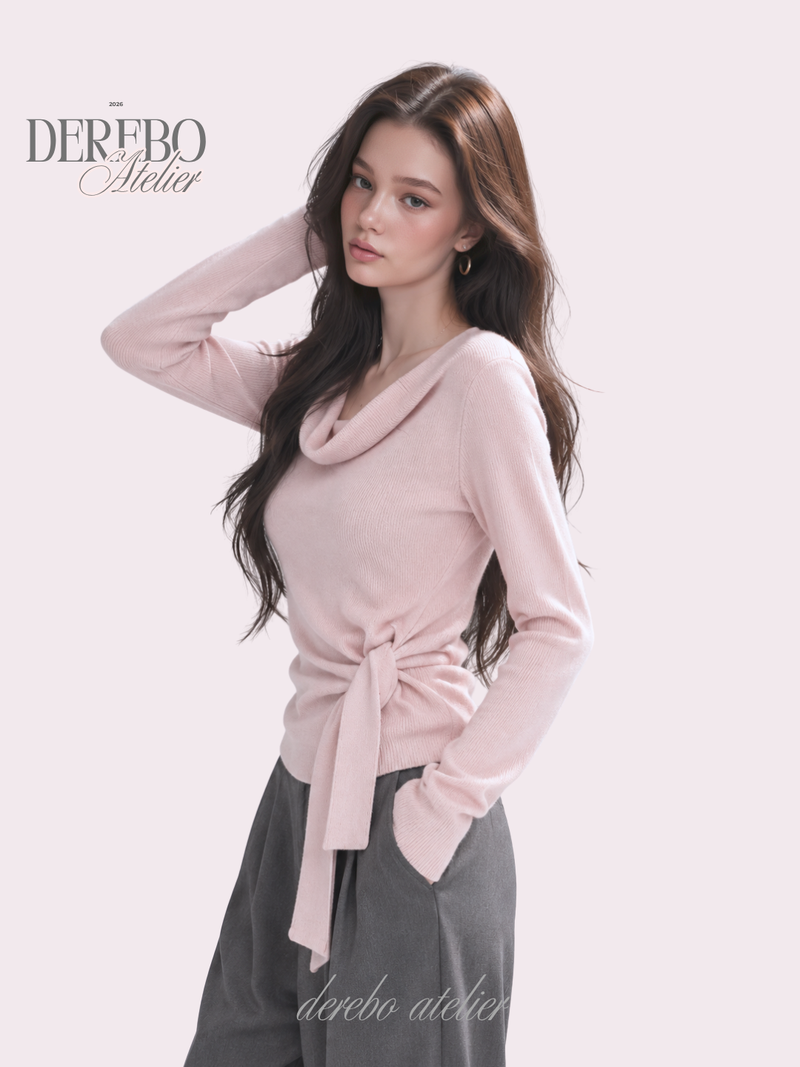 Flow Pink Shirring Wrap Knit Top