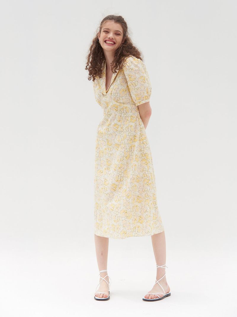 vem.ver(ベムバー)の「SAILOR COLLAR CANDY MIDI ONEPIECE_YELLOW(Dresses)」