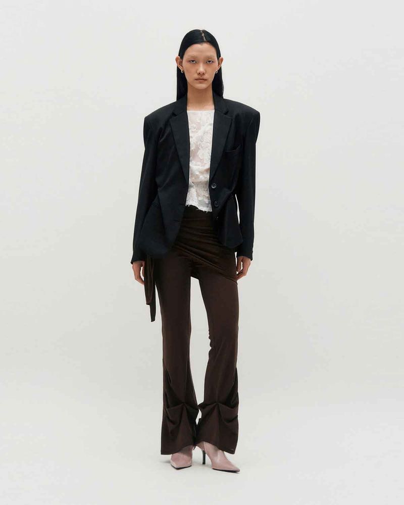 Layered Wrap Tie _ BROWN