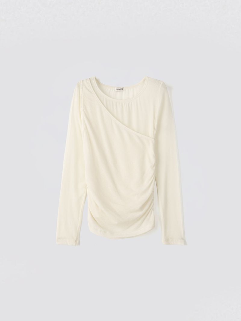 HOPESMORE(ホープスモア)の「Shirring Layered Tee_Ivory(Tops)」