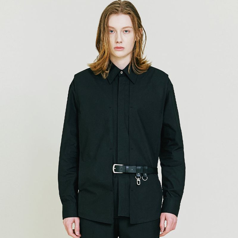 S SY(エスエスワイ)の「Front Layering Shirt black(Tops)」