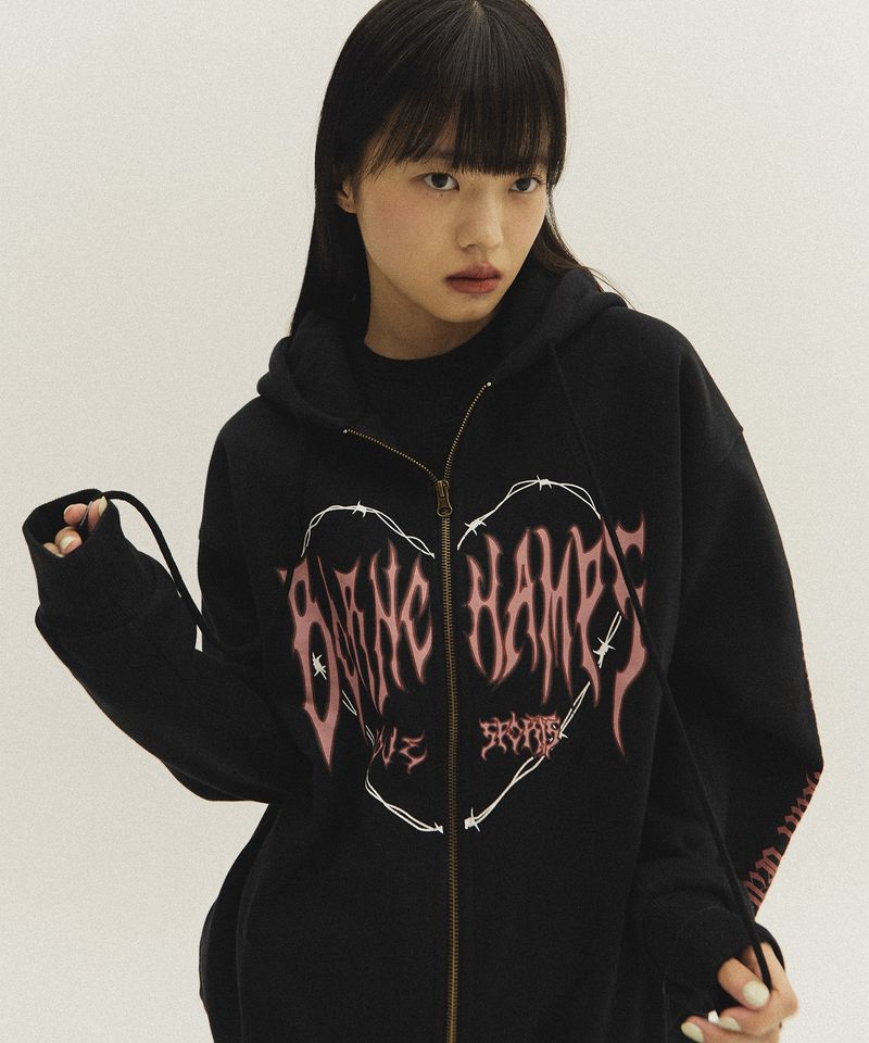 HEART TRIBAL LOGO HOOD ZIP-UP