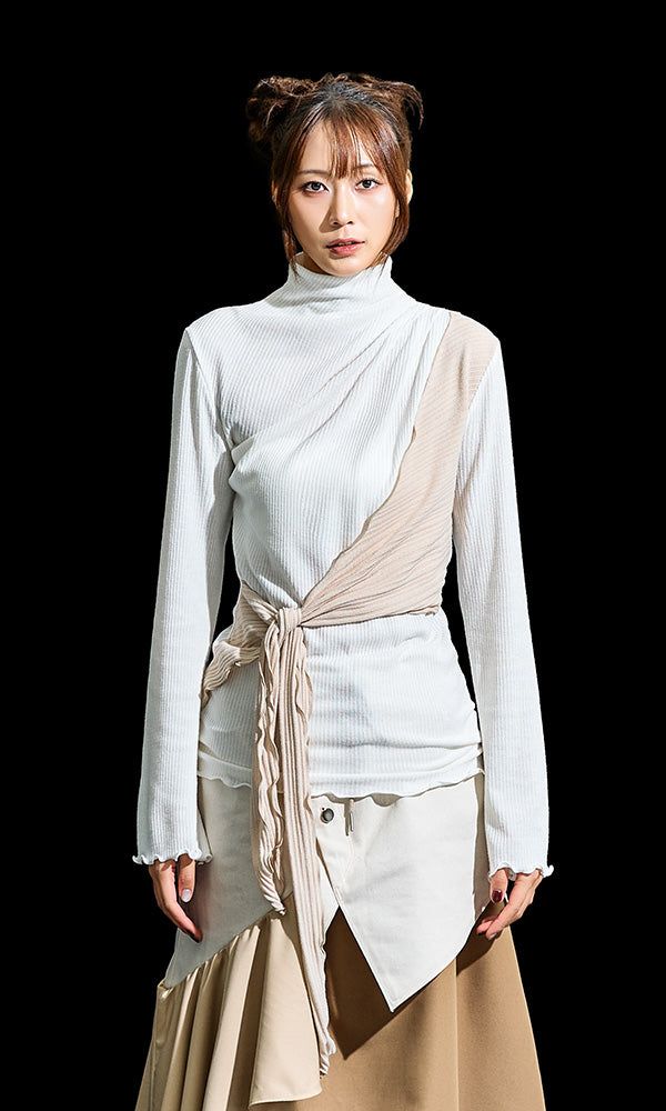 Reculer（ルキュレ）の「Cowl string coloration draped T-shirt Ivory（Tops）」