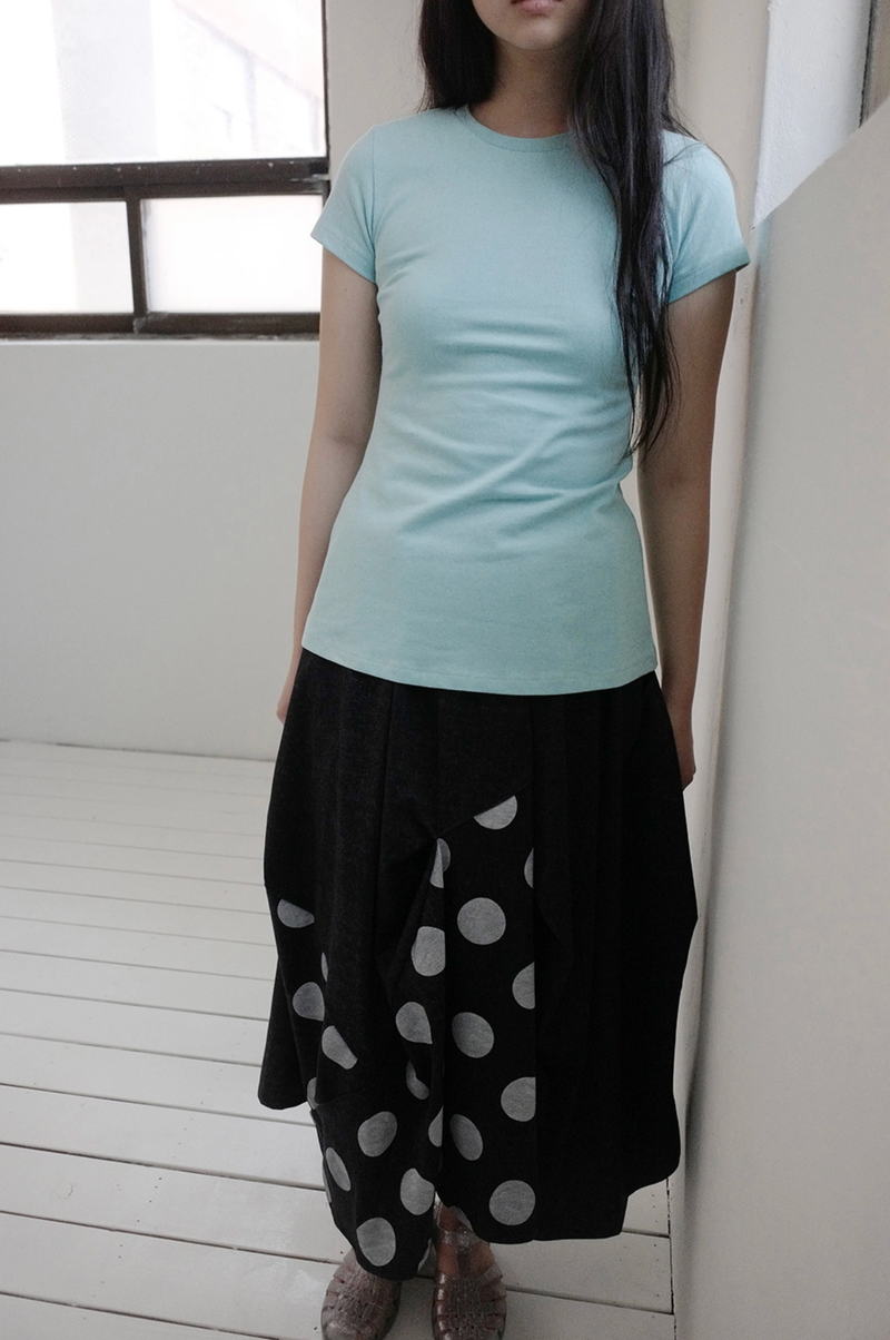 denim dot skirt