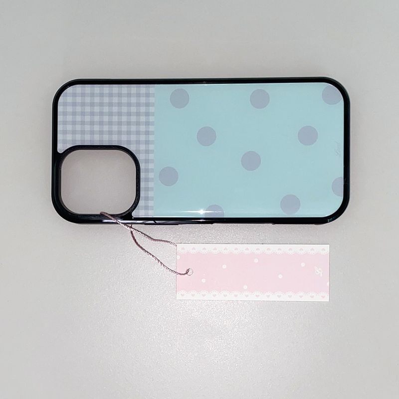 [MADE] DOT PATCH PHONE CASE MINT (epoxy black bumper)