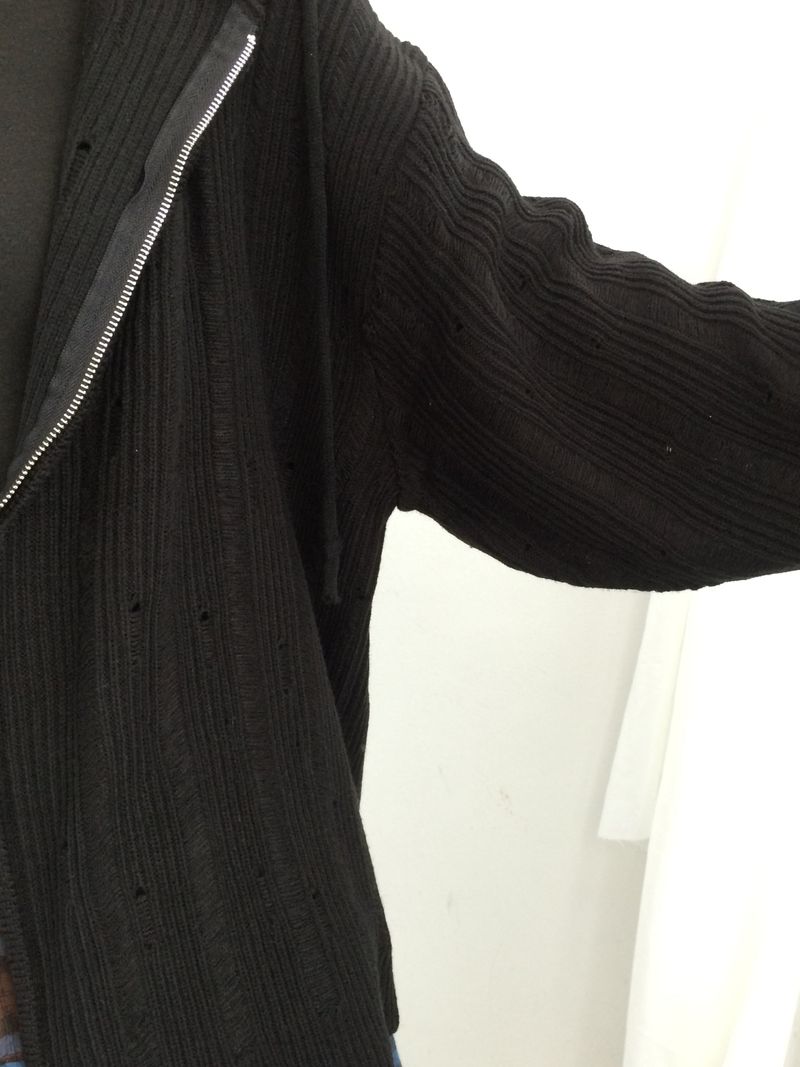 Punch Damage Hooded Knitwear Zip-Up
