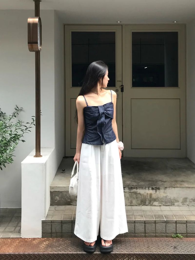 Mille Back Banding Wide Pintuck Long Pants