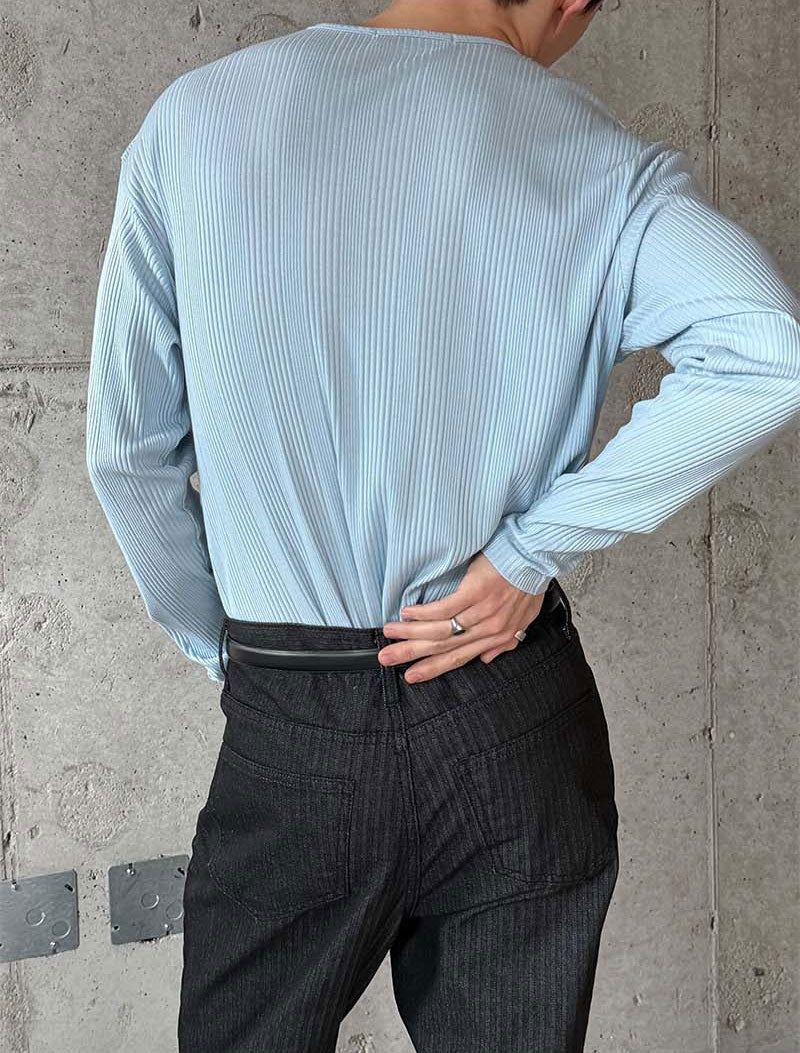 Irrregular rib slim long sleeves(5color)