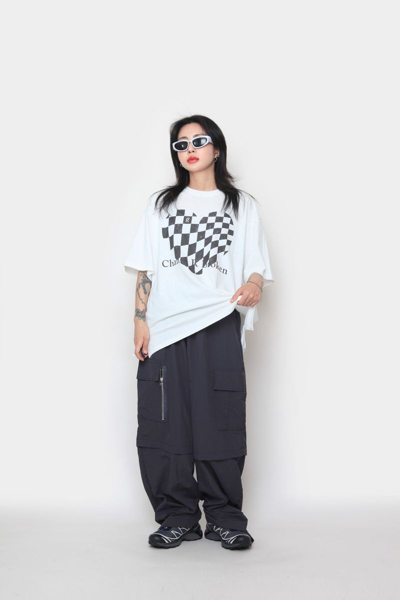 back zipper nylon cargo pants