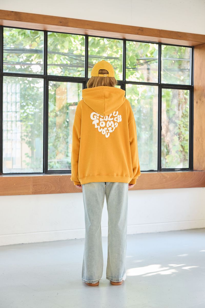 GOODLUCK HEART HOODIE / MUSTARD