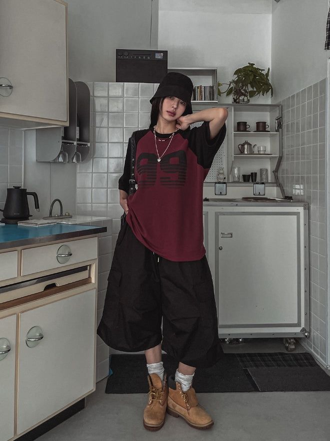 Bulky Pintuck Cargo Bermuda Pants