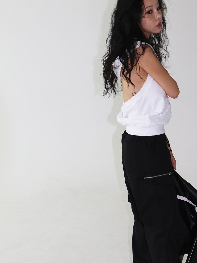 Backless Hooded Zip-Up Sleeveless