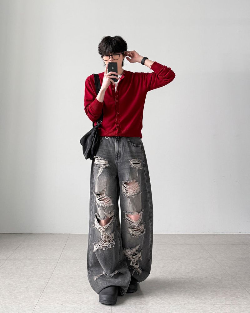 Jessie Damaged Crop Cardigan