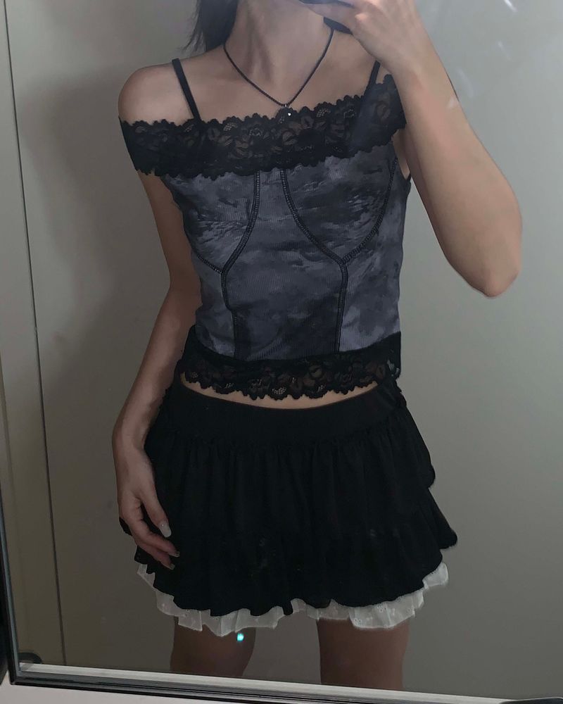 Lace layered cancan skirt