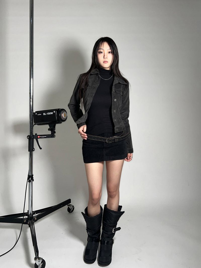 Padded fur belt long-boots (Black)