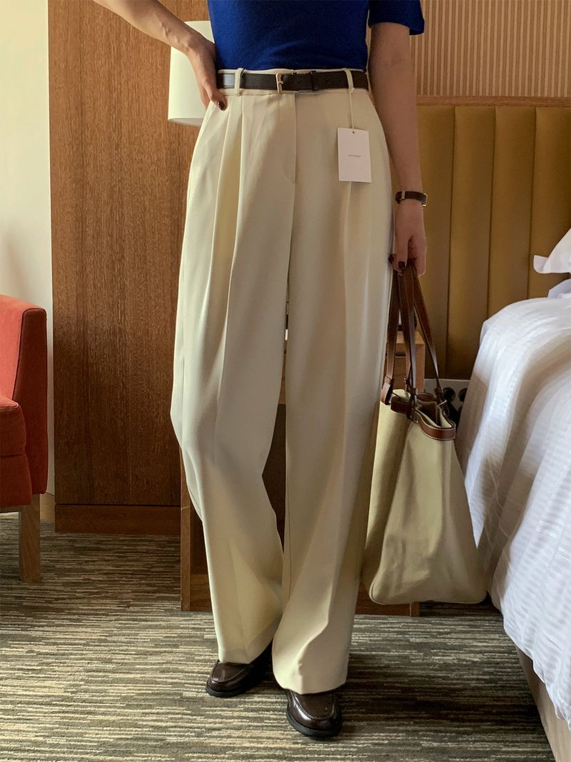 luch wool pintuck wide slacks
