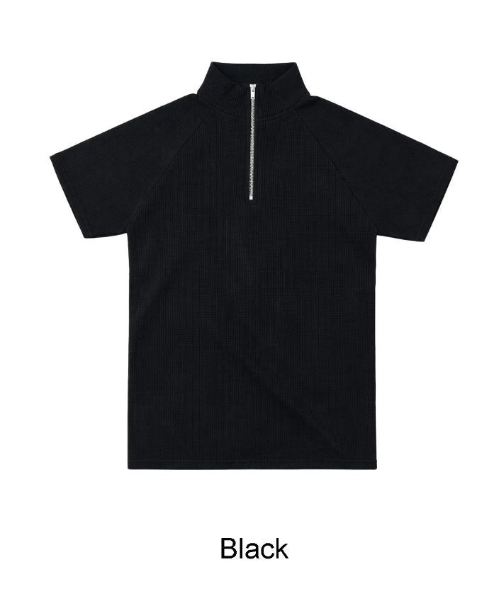 Carter Ribbed Half-Zip Short Sleeve Tee