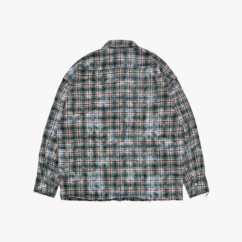 smoke wash check shirt_green