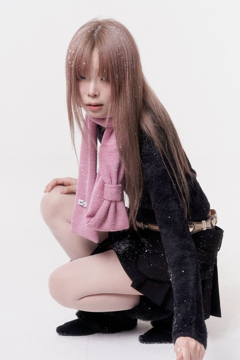 Mini ribbon muffler_pink