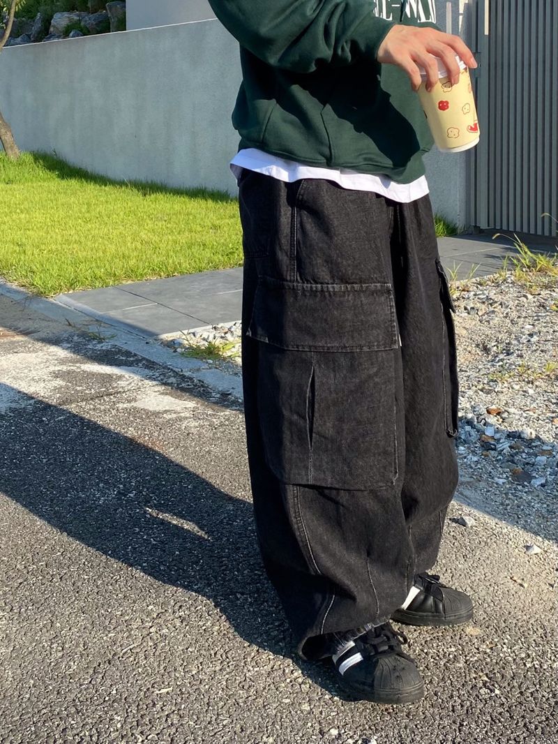 Big Pocket Balloon Cargo Denim Pants 2C