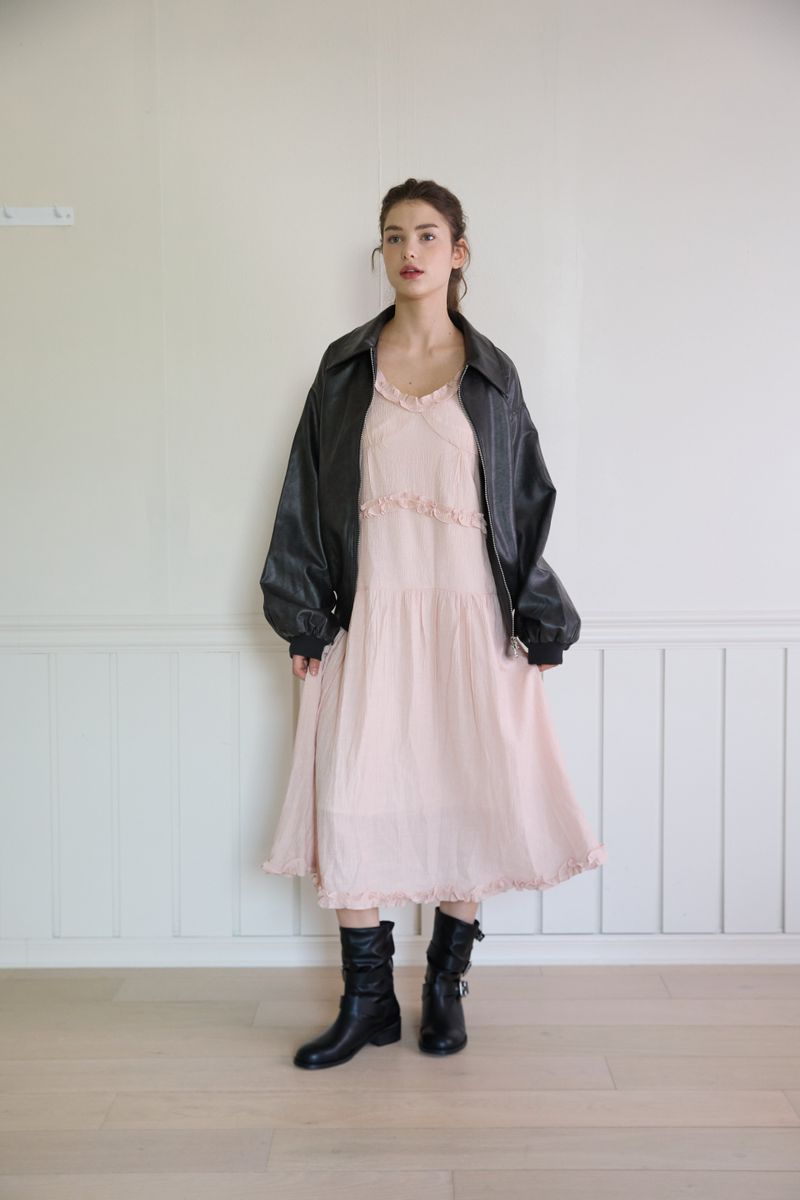 CHIFFON FRILL STRAP DRESS