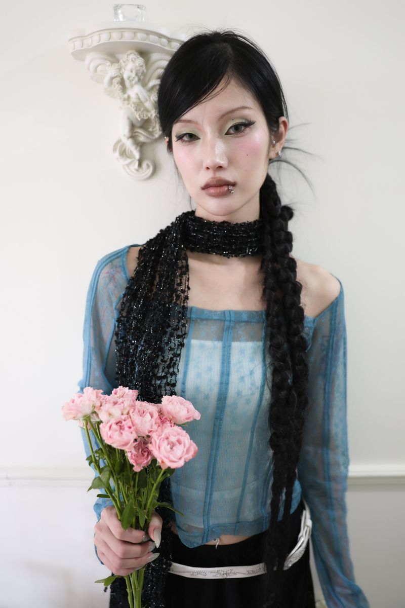 Twinkle net scarf (Black/White)