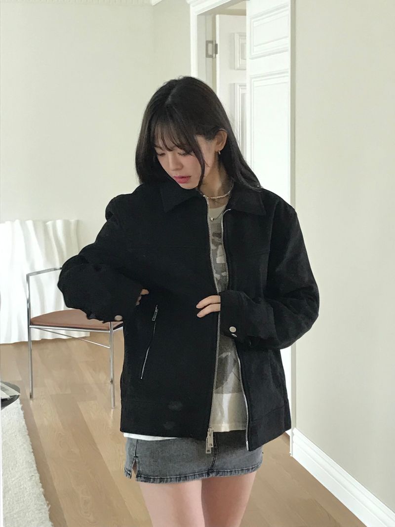 Pont-neuf suede collar jacket