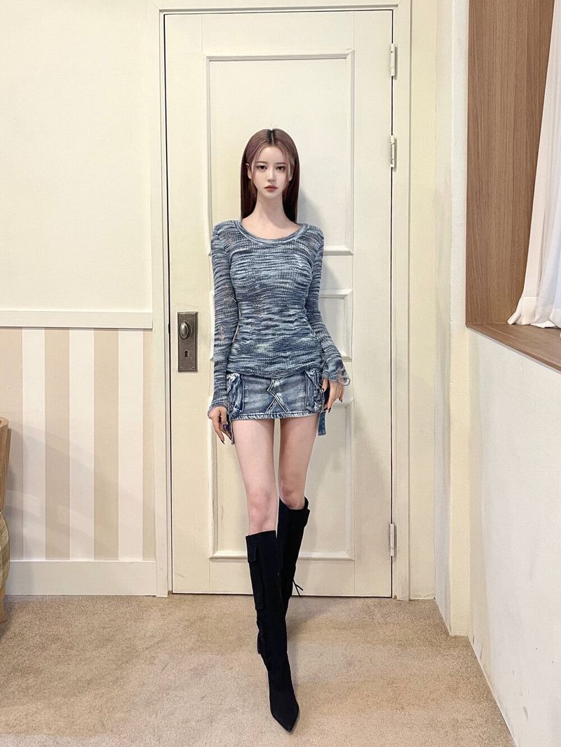 1164. Lover damage slim knit (3color)