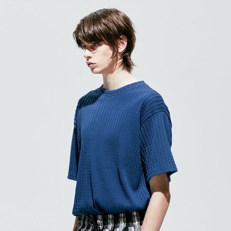 jacquard knit t-shirt blue