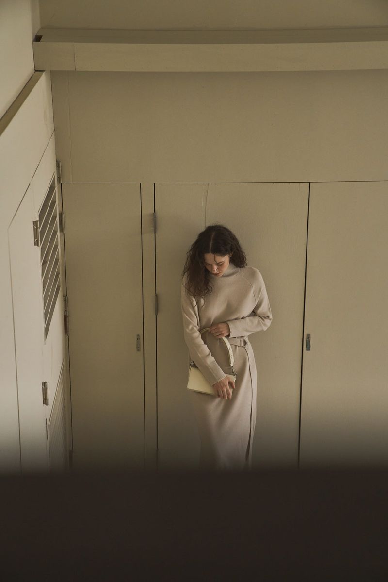 UNBALANCED KNIT DRESS_OATMEAL