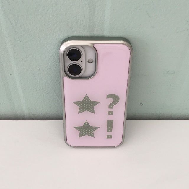 Dot dot star pink silver epoxy bumper case