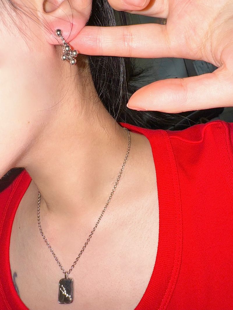 Silver ball drop earring (set)