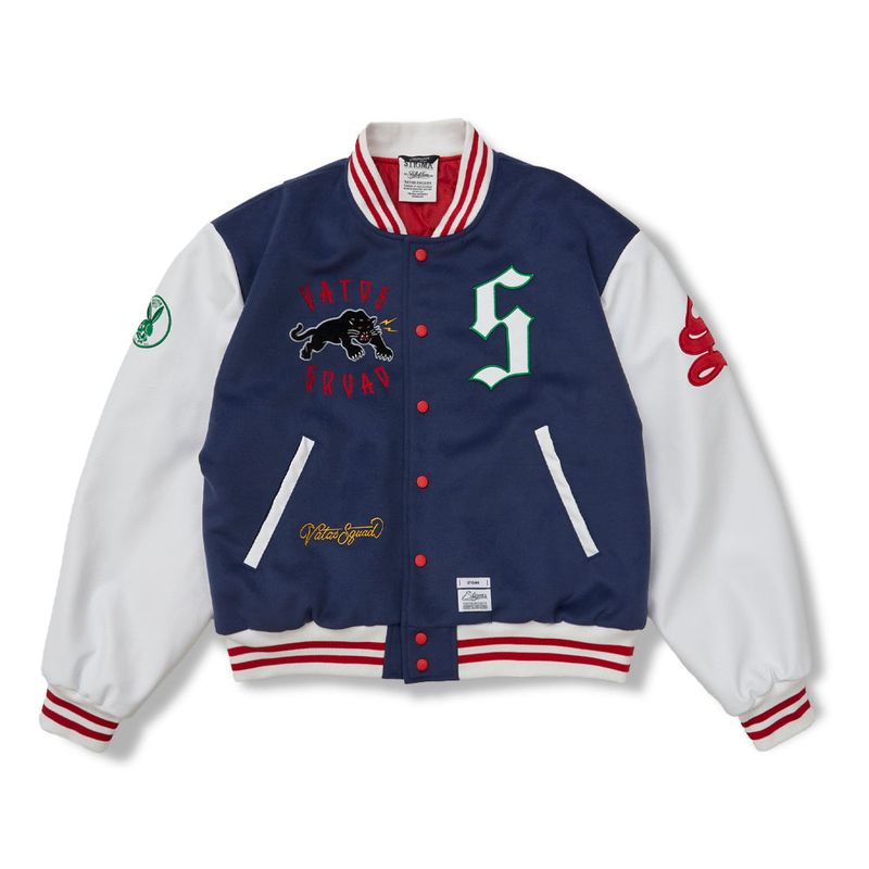 Classic Oversized Varsity Jacket Black / Navy