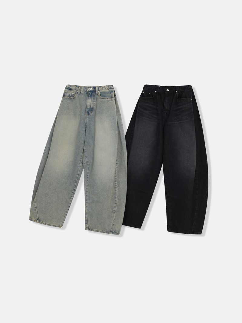 Color Pumpkin Washing Denim Pants