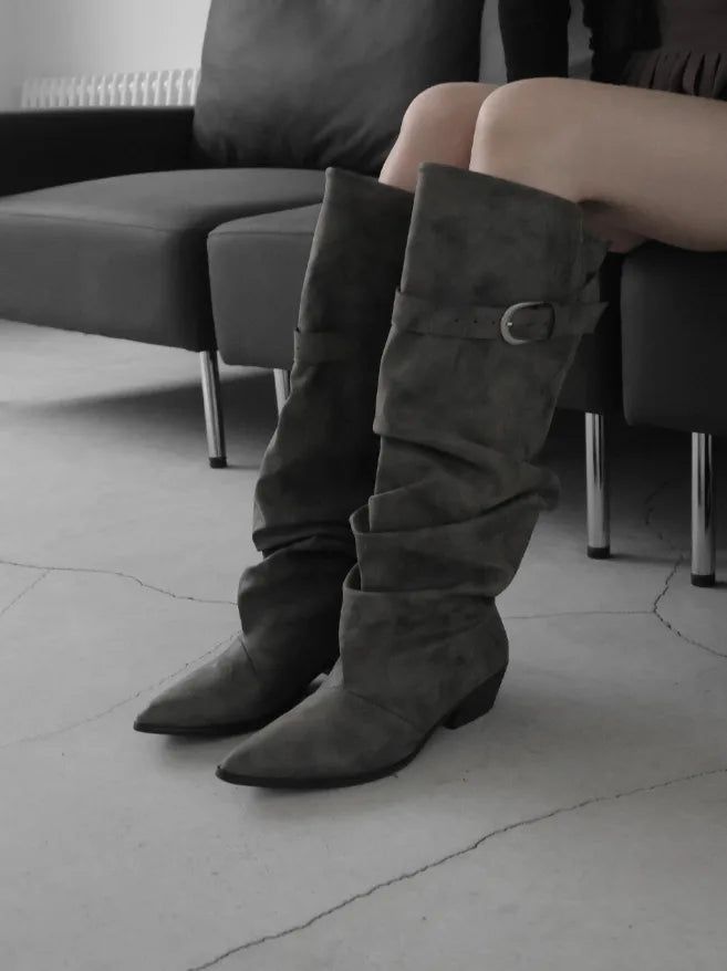 mnem（ムネム）の「1218 Slouch Stiletto Long Boots (4cm)（Shoes）」