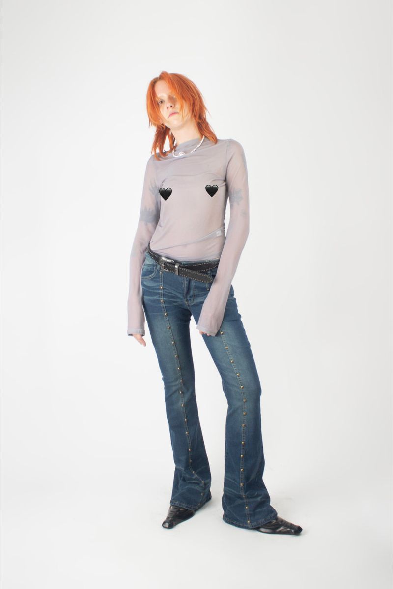 Stud Boots Cut Denim