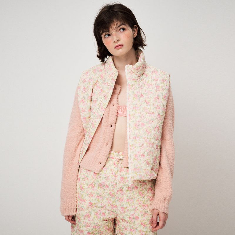 FLORAL PEDDING VEST, CREAM