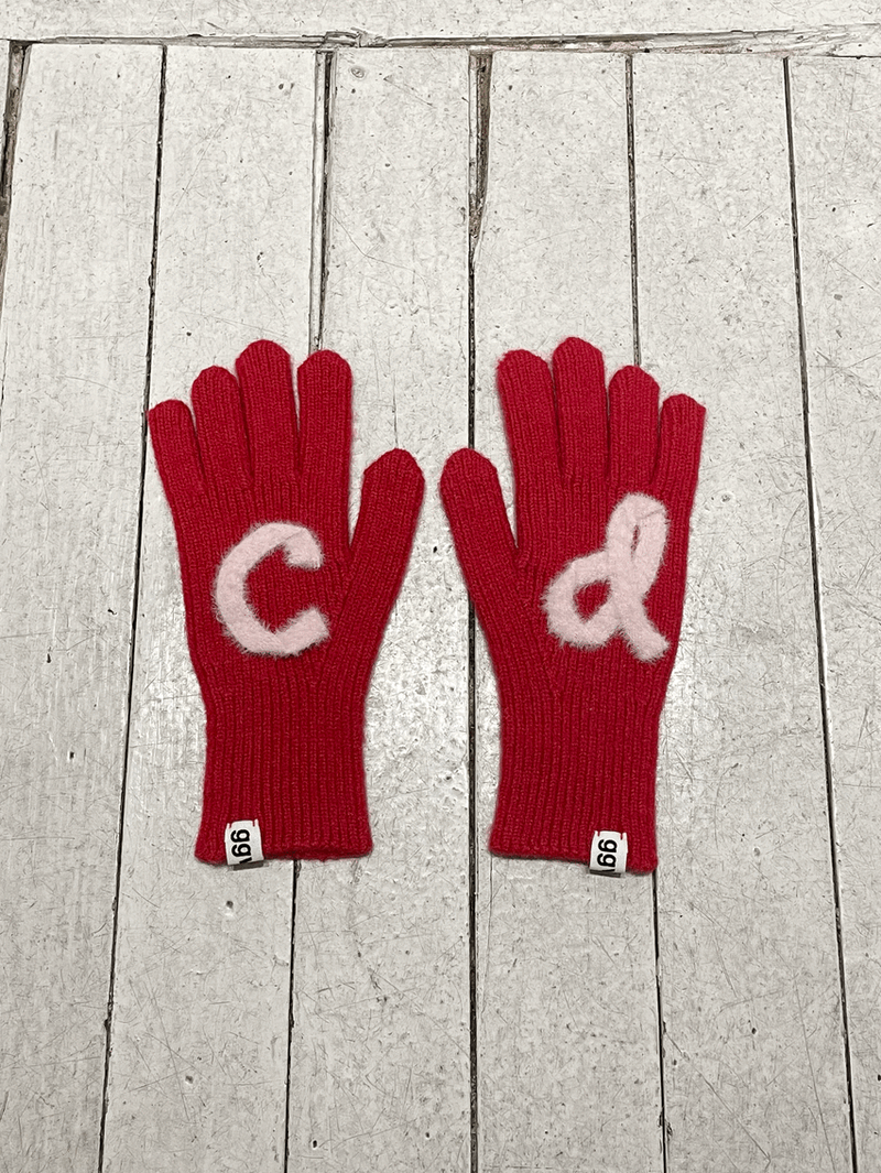 CUSTOM INITIAL KNIT RIBBON GLOVES