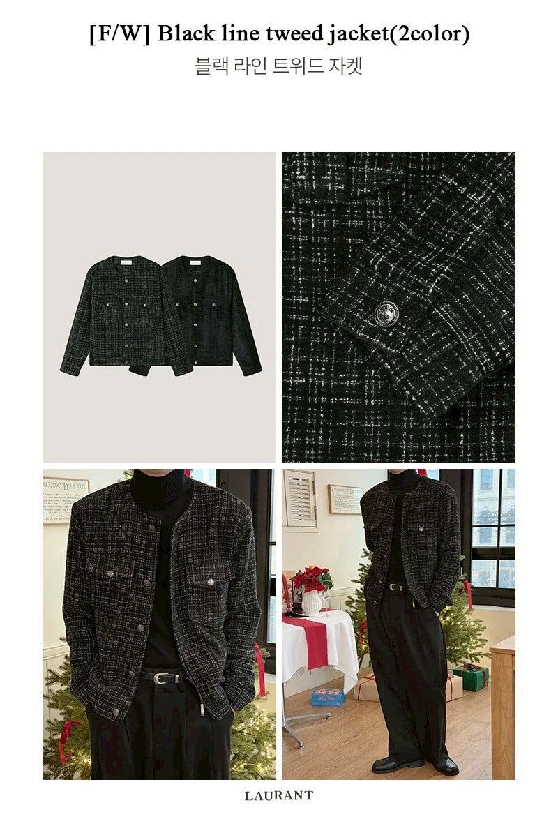 [F/W] Black line tweed jacket(2color)