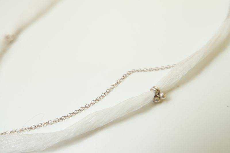 Silver925 flower organza silk necklace