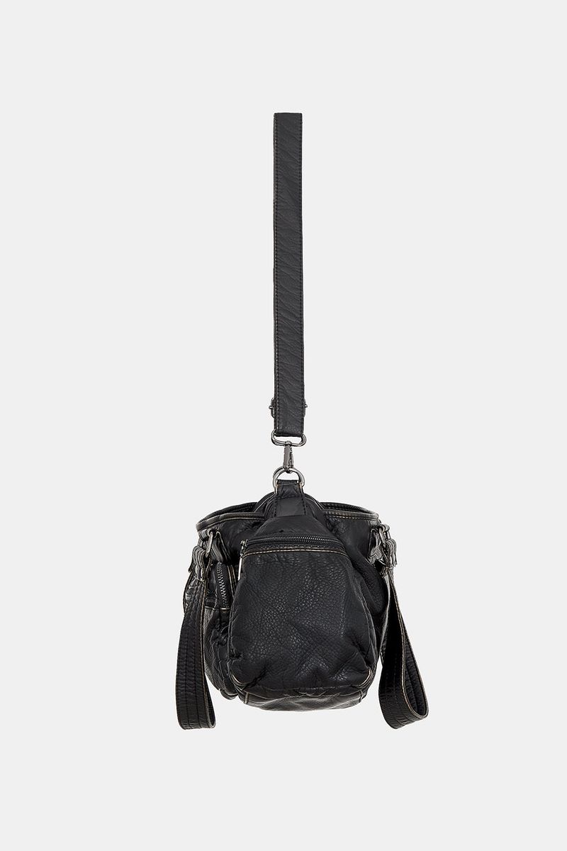 Old vintage multi-pocket leather bag