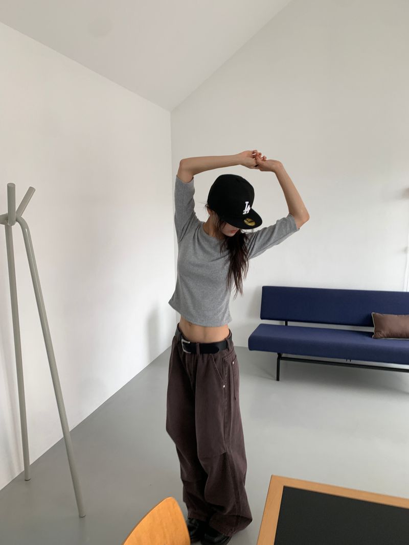 BOAT NECK MID SLEEVE TEE (4C)