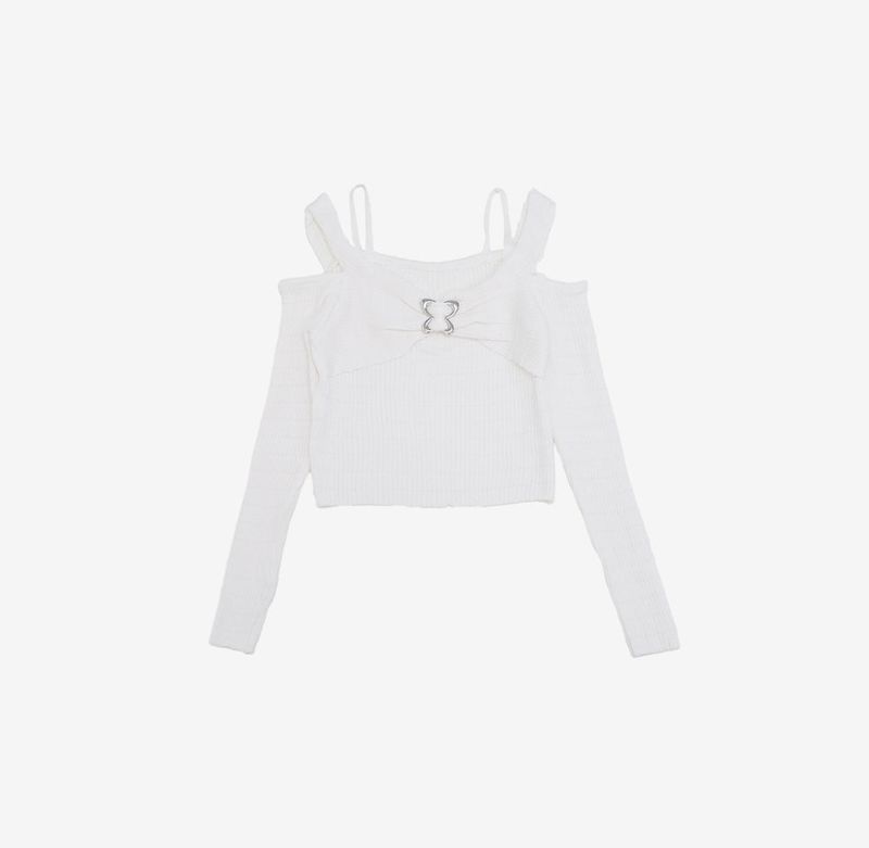 Mire off-shoulder cropped knitwear