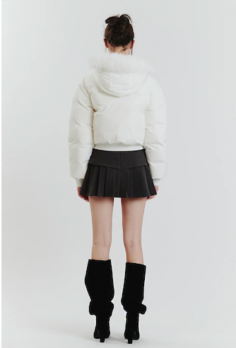 FOX FUR DOWN JACKET white