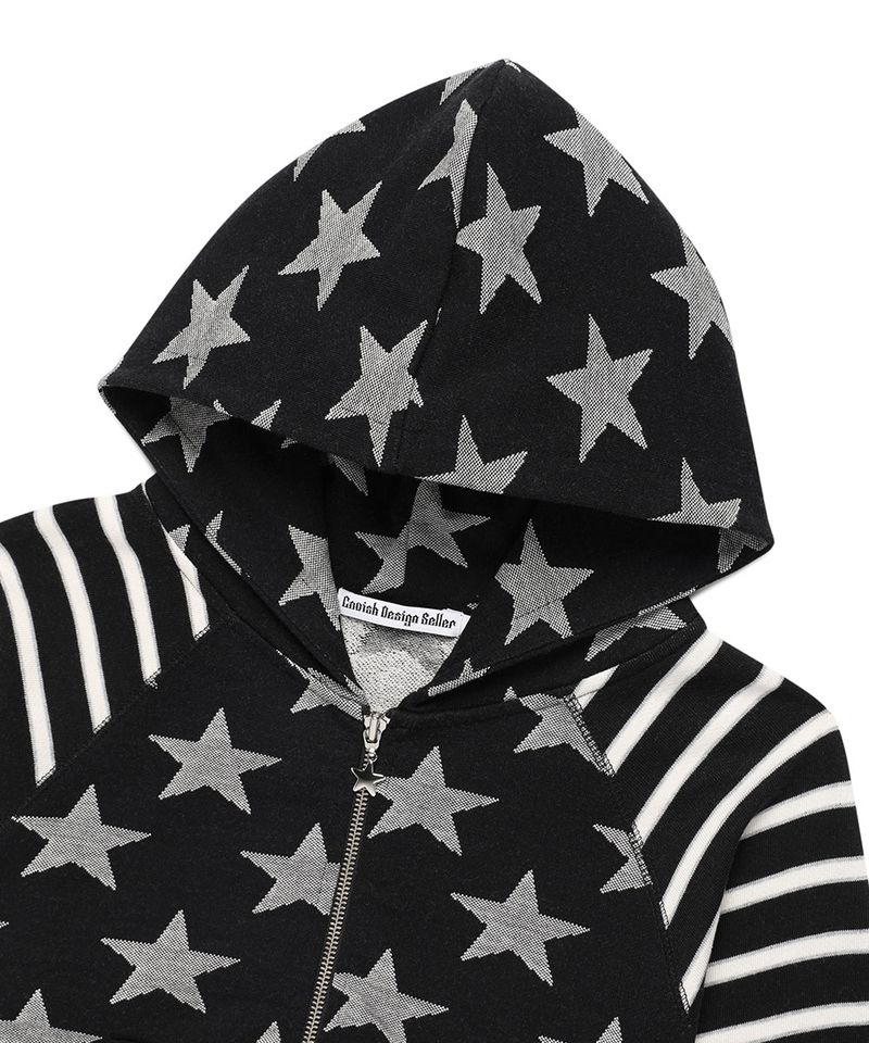 W RAGLAN STAR ZIP UP HOODIE BLACK(CV2FFFM482A)