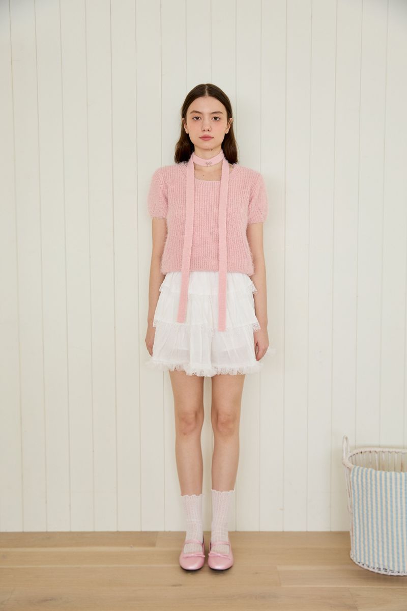 PINK PINEAPPLE(ピンクパイナップル)の「CANDY RIBBON HALF KNIT SET(Tops)」