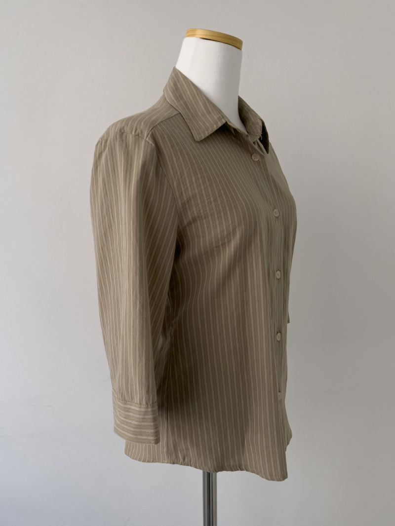 Striped elbow length slim fit shirt