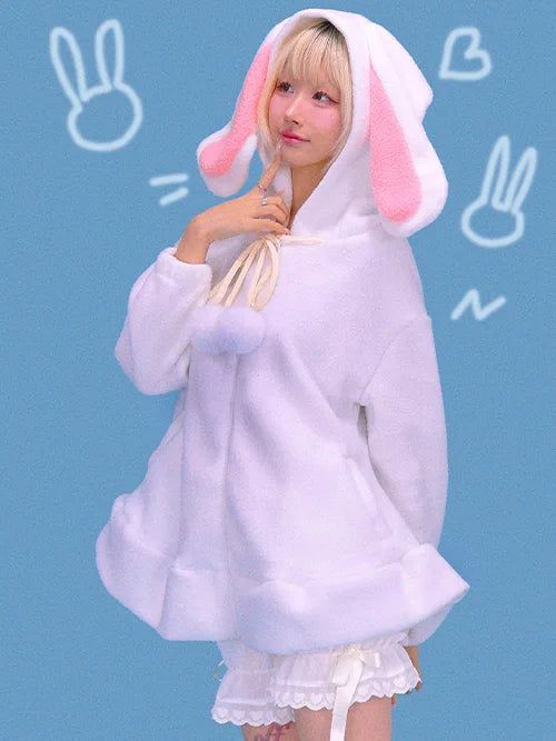 KUO（クーオ）の「ラビット イヤー ポンポン フード (2color)（ジャケット/アウター）」