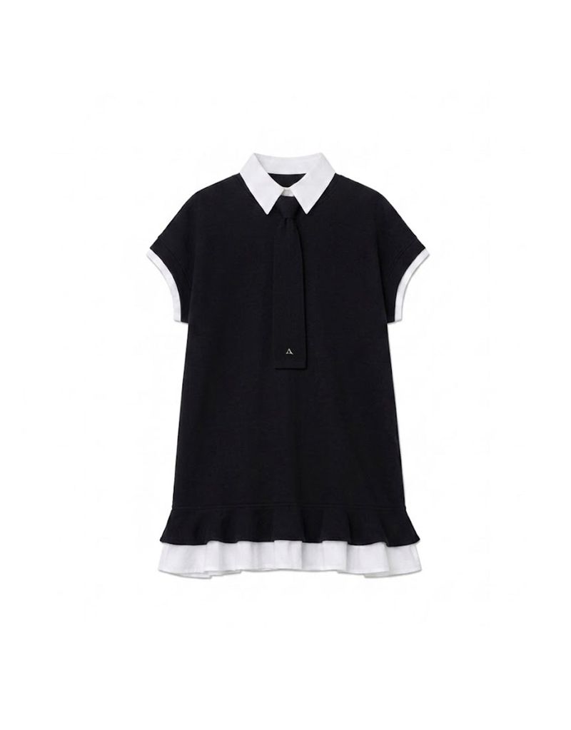 TWEEDY-A（ツウィーディア）の「Claire Summer Collar Tie Layered Short Sleeve Dress Black（Dresses）」